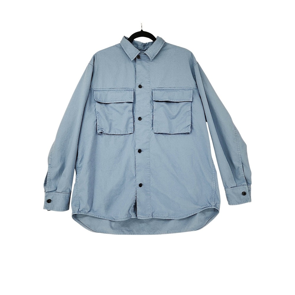 COS Button Down Shirt L/XL Men Blue Oversized Utility Grunge Minimal Lagenlook